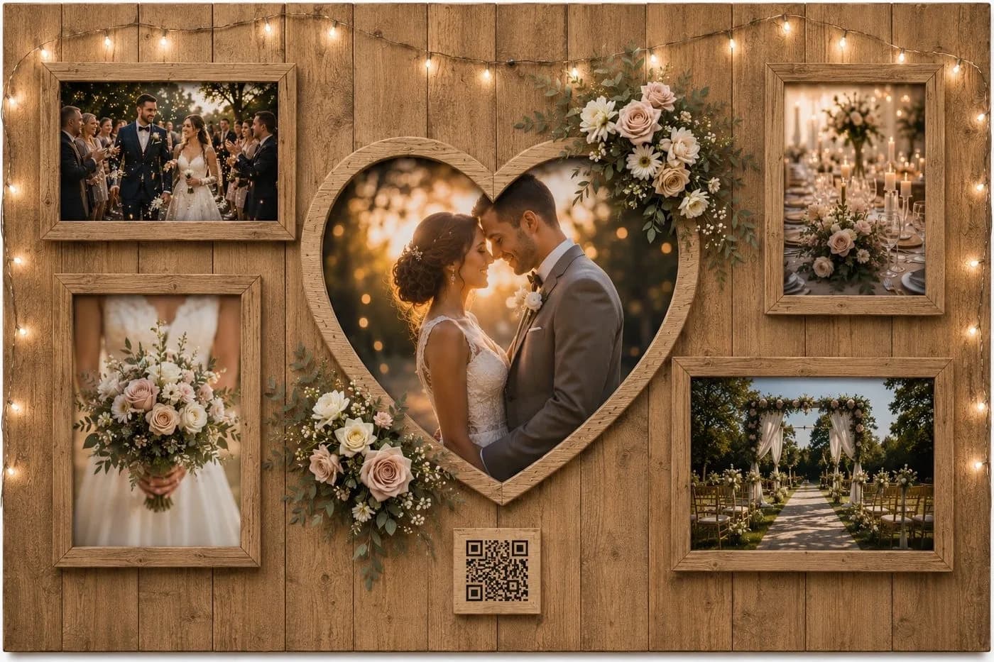 Décor MemoWall clé en main pour un mariage.